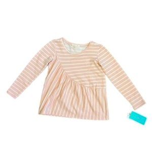 NWT Girl's Copper Key Pink and White Striped Asymmetrical Top!